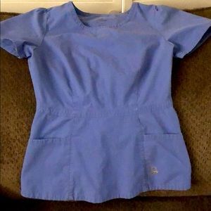 Ceil Blue Peplum Scrub Top